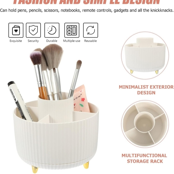 Elegant White Makeup Organizer with Gold Accents - Picture 9 of 9